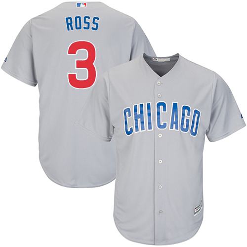 Cubs #3 David Ross Grey Road Stitched Youth MLB Jersey