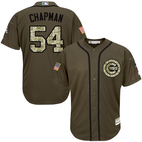 Cubs #54 Aroldis Chapman Green Salute to Service Stitched Youth MLB Jersey