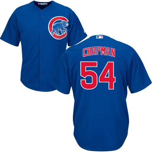 Cubs #54 Aroldis Chapman Blue Alternate Stitched Youth MLB Jersey
