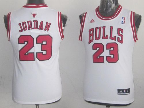 Bulls #23 Michael Jordan Stitched White Youth NBA Jersey
