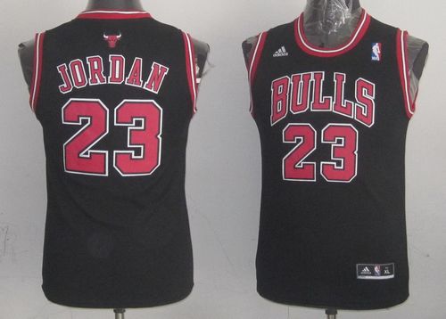 Bulls #23 Michael Jordan Black & Red No. Stitched Youth NBA Jersey