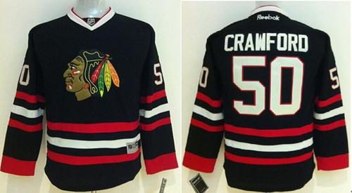 Blackhawks #50 Corey Crawford Black Stitched Youth NHL Jersey