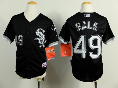 White Sox #49 Chris Sale Black Cool Base Stitched Youth MLB Jersey