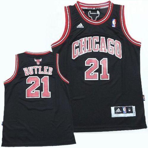 Bulls #21 Jimmy Butler Black Revolution 30 Stitched Youth NBA Jersey