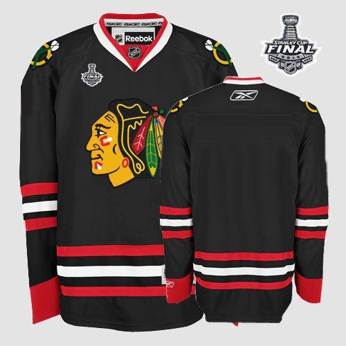 Blackhawks Blank Black 2015 Stanley Cup Stitched Youth NHL Jersey