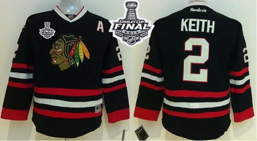 Blackhawks #2 Duncan Keith Black 2015 Stanley Cup Stitched Youth NHL Jersey