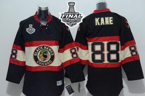 Blackhawks #88 Patrick Kane Black New Third 2015 Stanley Cup Stitched Youth NHL Jersey