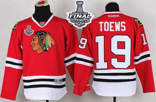 Blackhawks #19 Jonathan Toews Red 2015 Stanley Cup Stitched Youth NHL Jersey