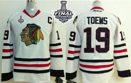 Blackhawks #19 Jonathan Toews White 2015 Stanley Cup Stitched Youth NHL Jersey