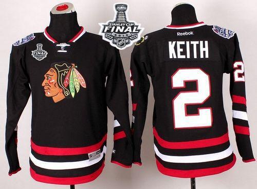Blackhawks #2 Duncan Keith Black 2014 Stadium Series 2015 Stanley Cup Stitched Youth NHL Jersey