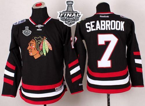Blackhawks #7 Brent Seabrook Black 2014 Stadium Series 2015 Stanley Cup Stitched Youth NHL Jersey