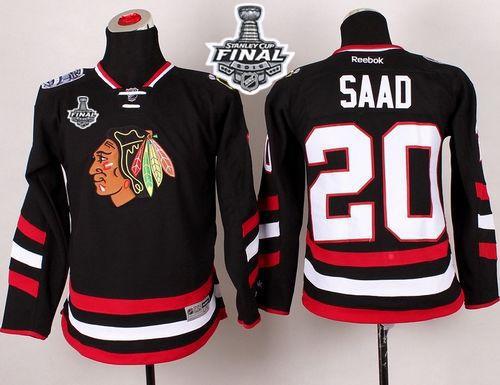 Blackhawks #20 Brandon Saad Black 2014 Stadium Series 2015 Stanley Cup Stitched Youth NHL Jersey