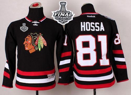 Blackhawks #81 Marian Hossa Black 2014 Stadium Series 2015 Stanley Cup Stitched Youth NHL Jersey