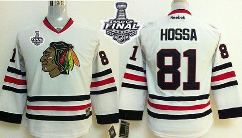 Blackhawks #81 Marian Hossa White 2015 Stanley Cup Stitched Youth NHL Jersey