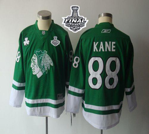 Blackhawks #88 Patrick Kane Green St. Patty's Day 2015 Stanley Cup Stitched Youth NHL Jersey