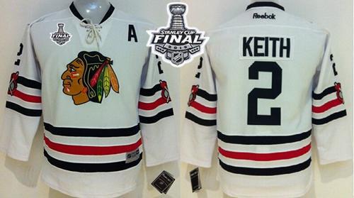 Blackhawks #2 Duncan Keith White 2015 Winter Classic Stanley Cup Stitched Youth NHL Jersey