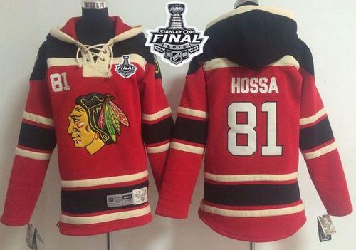Blackhawks #81 Marian Hossa Red Sawyer Hooded Sweatshirt 2015 Stanley Cup Stitched Youth NHL Jersey