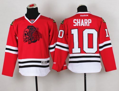 Blackhawks #10 Patrick Sharp Red(Red Skull) Stitched Youth NHL Jersey