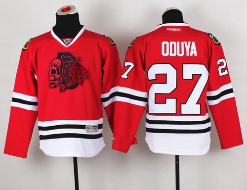 Blackhawks #27 Johnny Oduya Red(Red Skull) Stitched Youth NHL Jersey