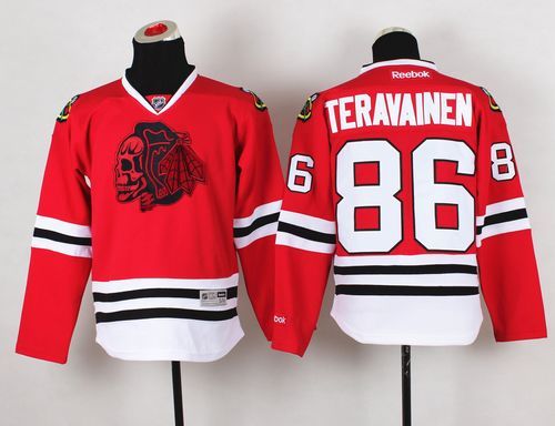 Blackhawks #86 Teuvo Teravainen Red(Red Skull) Stitched Youth NHL Jersey