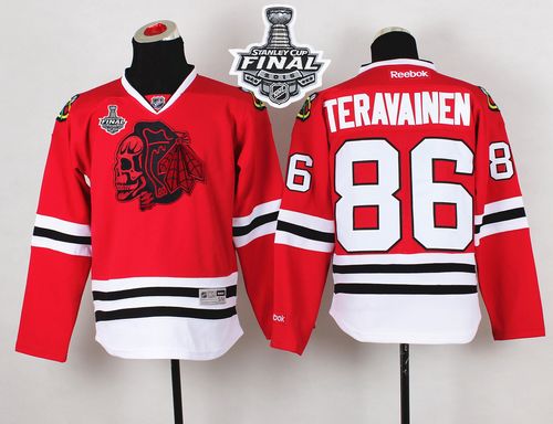 Blackhawks #86 Teuvo Teravainen Red(Red Skull) 2015 Stanley Cup Stitched Youth NHL Jersey
