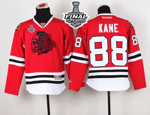 Blackhawks #88 Patrick Kane Red(Red Skull) 2015 Stanley Cup Stitched Youth NHL Jersey