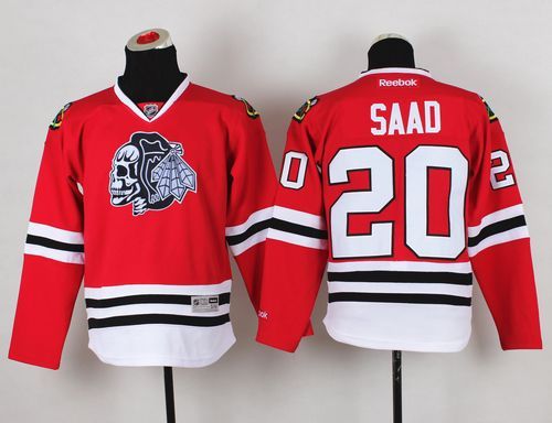 Blackhawks #20 Brandon Saad Red(White Skull) Stitched Youth NHL Jersey