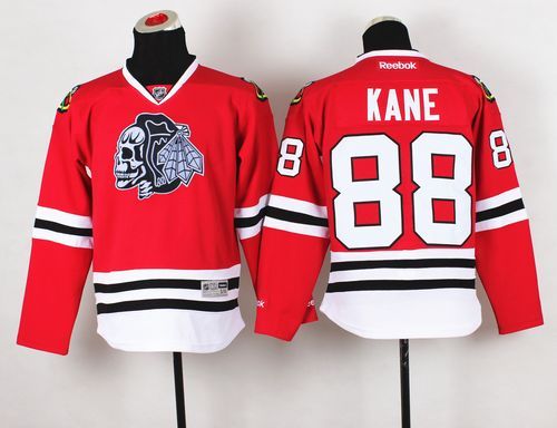 Blackhawks #88 Patrick Kane Red(White Skull) Stitched Youth NHL Jersey