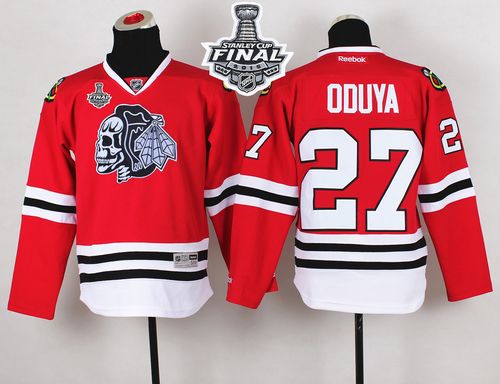 Blackhawks #27 Johnny Oduya Red(White Skull) 2015 Stanley Cup Stitched Youth NHL Jersey