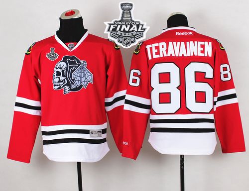 Blackhawks #86 Teuvo Teravainen Red(White Skull) 2015 Stanley Cup Stitched Youth NHL Jersey