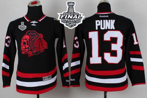 Blackhawks #13 Punk Black(Red Skull) 2014 Stadium Series 2015 Stanley Cup Stitched Youth NHL Jersey