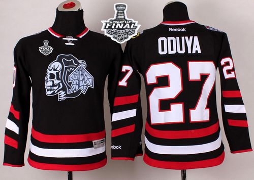 Blackhawks #27 Johnny Oduya Black(White Skull) 2014 Stadium Series 2015 Stanley Cup Stitched Youth NHL Jersey