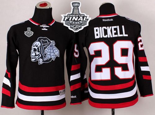 Blackhawks #29 Bryan Bickell Black(White Skull) 2014 Stadium Series 2015 Stanley Cup Stitched Youth NHL Jersey