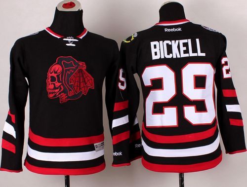 Blackhawks #29 Bryan Bickell Black(Red Skull) 2014 Stadium Series Stitched Youth NHL Jersey