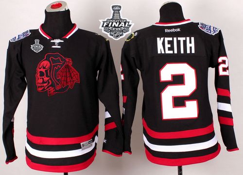 Blackhawks #2 Duncan Keith Black(Red Skull) 2014 Stadium Series 2015 Stanley Cup Stitched Youth NHL Jersey