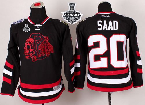 Blackhawks #20 Brandon Saad Black(Red Skull) 2014 Stadium Series 2015 Stanley Cup Stitched Youth NHL Jersey