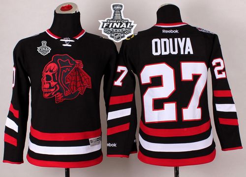 Blackhawks #27 Johnny Oduya Black(Red Skull) 2014 Stadium Series 2015 Stanley Cup Stitched Youth NHL Jersey