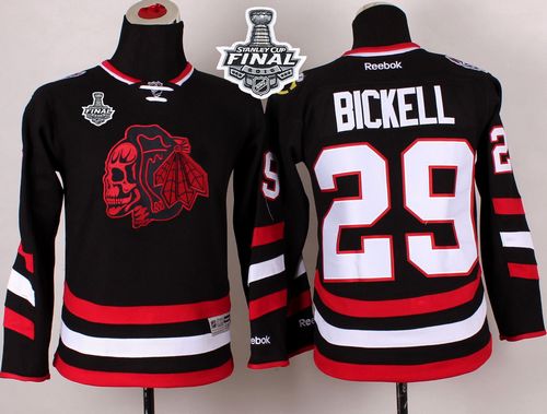 Blackhawks #29 Bryan Bickell Black(Red Skull) 2014 Stadium Series 2015 Stanley Cup Stitched Youth NHL Jersey