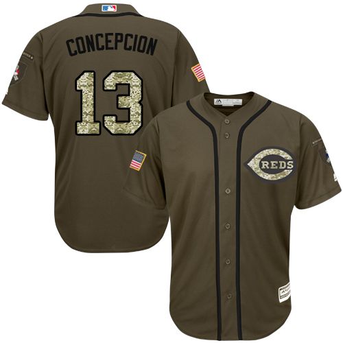 Reds #13 Concepcion Green Salute to Service Stitched Youth MLB Jersey