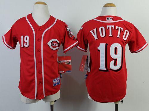 Reds #19 Joey Votto Red Cool Base Stitched Youth MLB Jersey