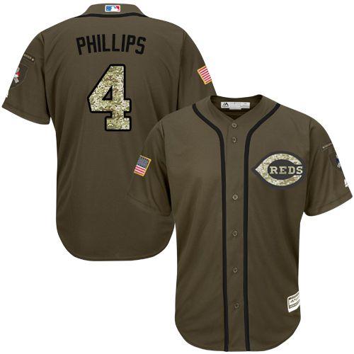 Reds #4 Brandon Phillips Green Salute to Service Stitched Youth MLB Jersey