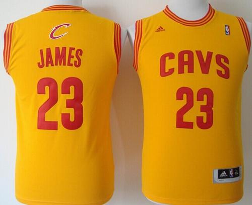 Revolution 30 Cavaliers #23 LeBron James Gold Stitched Youth NBA Jersey