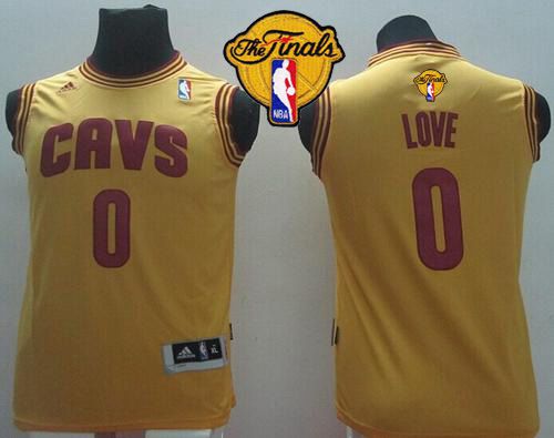 Revolution 30 Cavaliers #0 Kevin Love Gold The Finals Patch Stitched Youth NBA Jersey