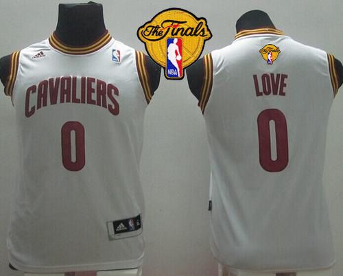 Revolution 30 Cavaliers #0 Kevin Love White The Finals Patch Stitched Youth NBA Jersey