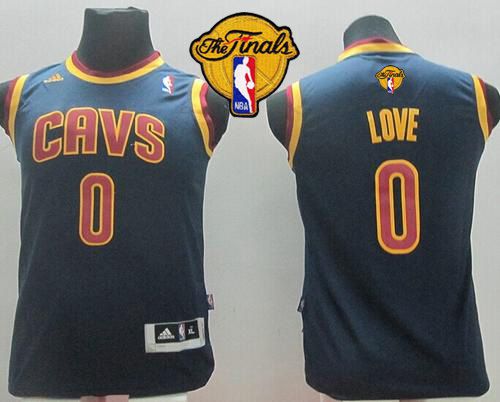 Revolution 30 Cavaliers #0 Kevin Love Navy Blue The Finals Patch Stitched Youth NBA Jersey
