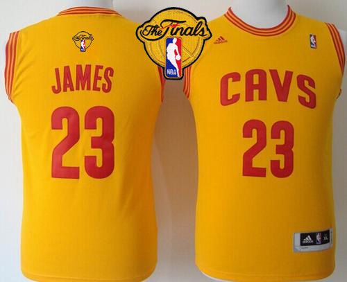 Revolution 30 Cavaliers #23 LeBron James Gold The Finals Patch Stitched Youth NBA Jersey