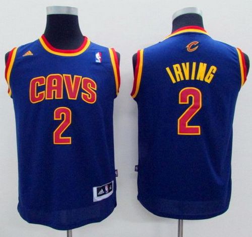 Cavaliers #2 Kyrie Irving Navy Blue Stitched Youth NBA Jersey