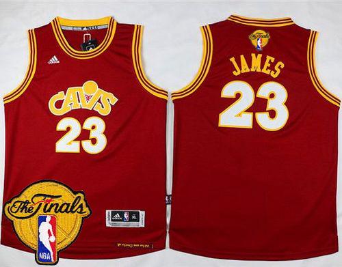 Cavaliers #23 LeBron James Red Wine Alternate Climacool The Finals Patch Stitched Youth NBA Jersey