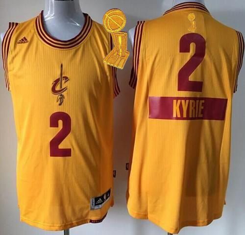 Cavaliers #2 Kyrie Irving Gold 2014-15 Christmas Day The Champions Patch Stitched Youth NBA Jersey