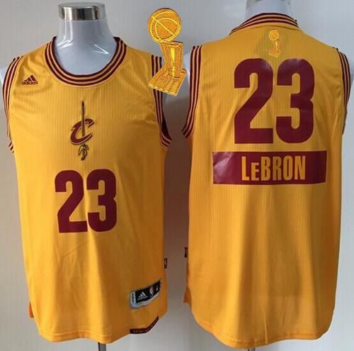 Cavaliers #23 LeBron James Gold 2014-15 Christmas Day The Champions Patch Stitched Youth NBA Jersey